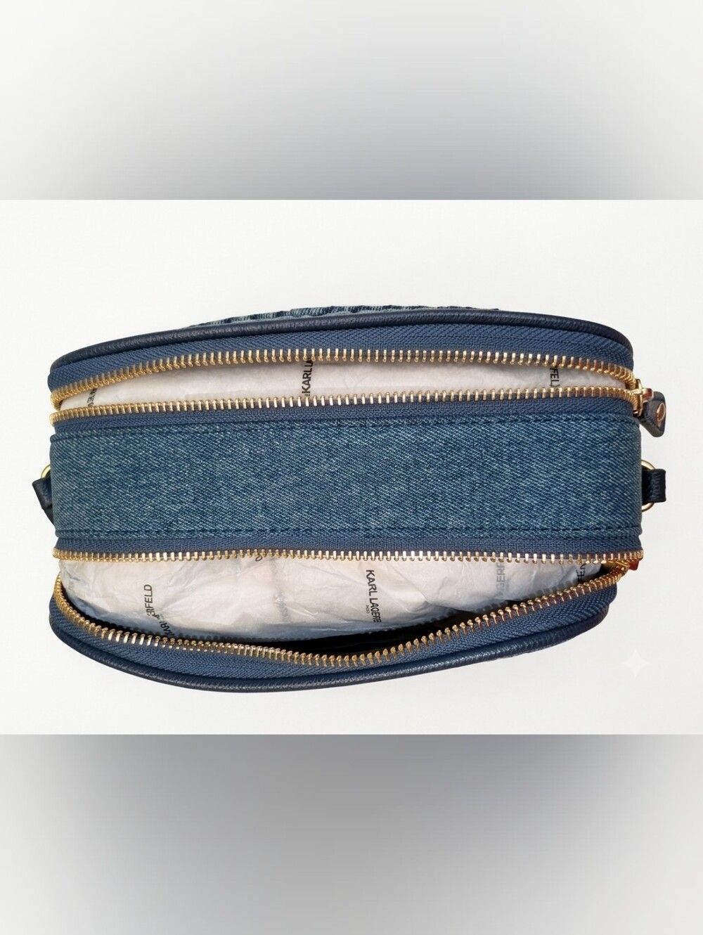 Karl Lagerfeld Denim Combo Crossbody Bag with Logo Strap NWT - Picture 9 of 15